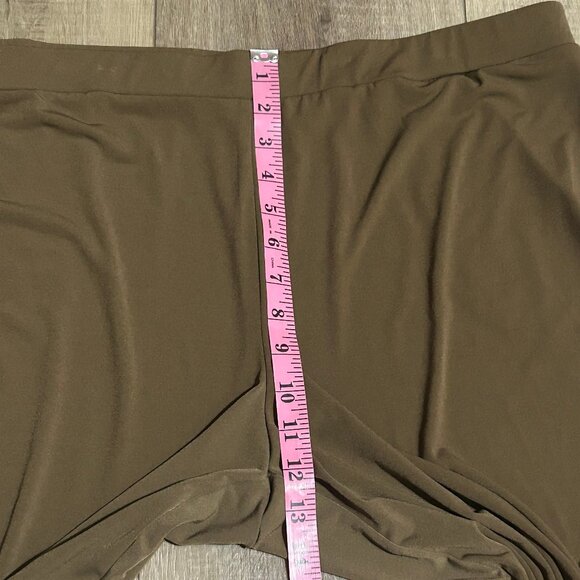 SUSAN GRAVER Every Day Liquid Knit Wide-Leg Pants Size XL Brown Side Slit ~ EUC - Picture 9 of 13